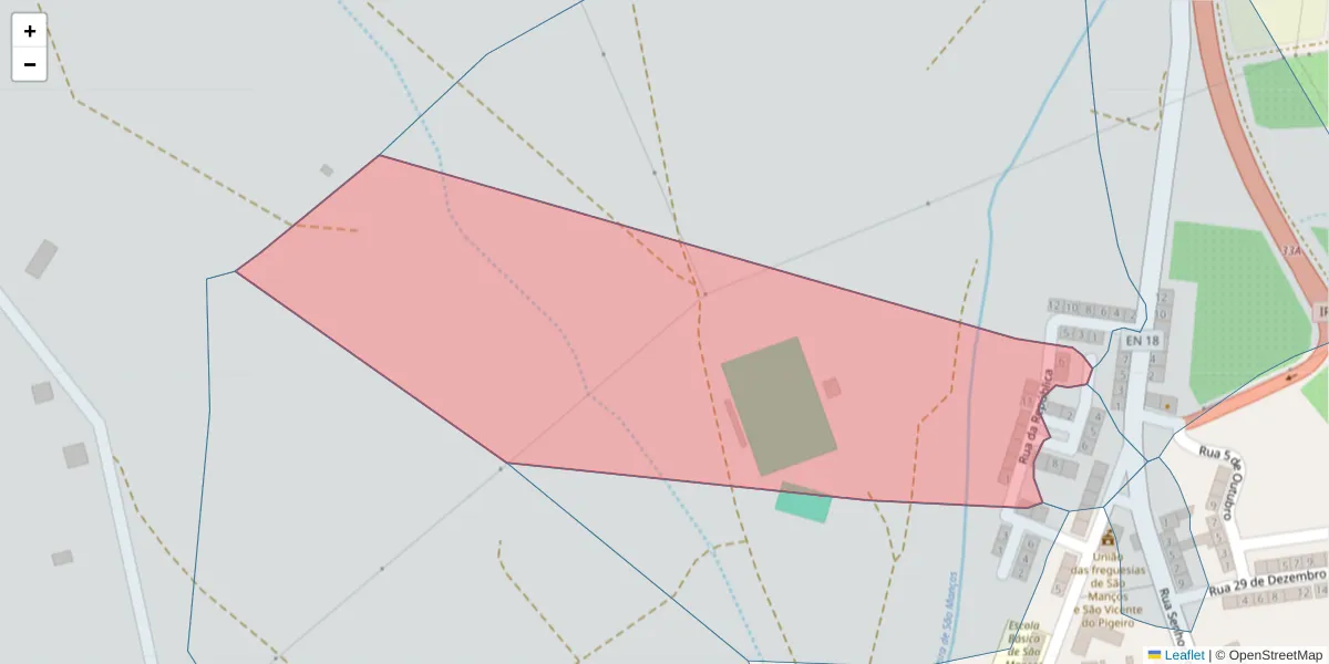 Mapa detalhado do código postal 7005-734 com limites, códigos postais vizinhos e agências dos correios