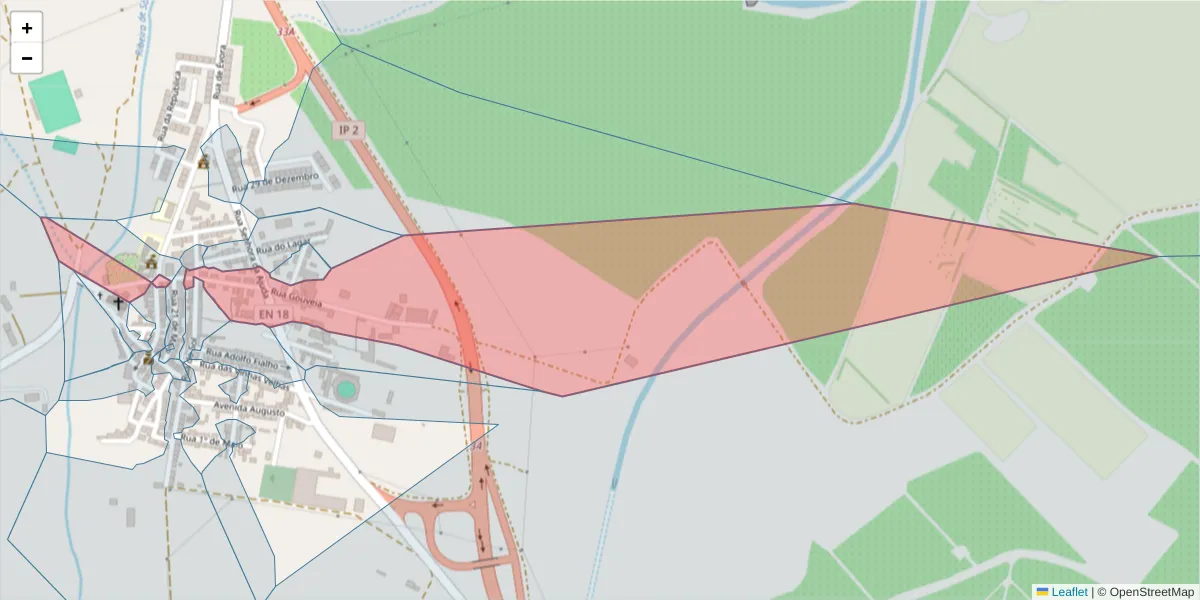 Mapa detalhado do código postal 7005-741 com limites, códigos postais vizinhos e agências dos correios