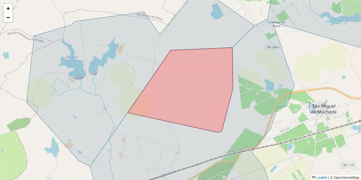 Mapa detalhado do código postal 7005-757 com limites, códigos postais vizinhos e agências dos correios
