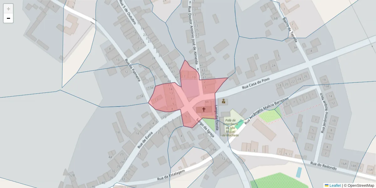 Mapa detalhado do código postal 7005-762 com limites, códigos postais vizinhos e agências dos correios