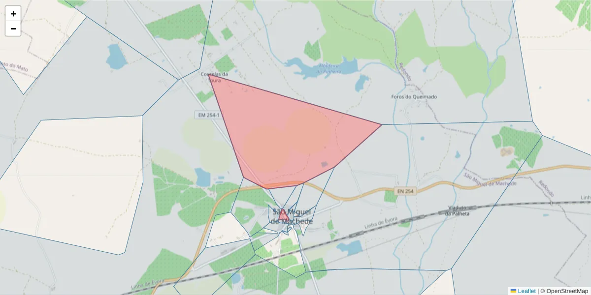 Mapa detalhado do código postal 7005-763 com limites, códigos postais vizinhos e agências dos correios