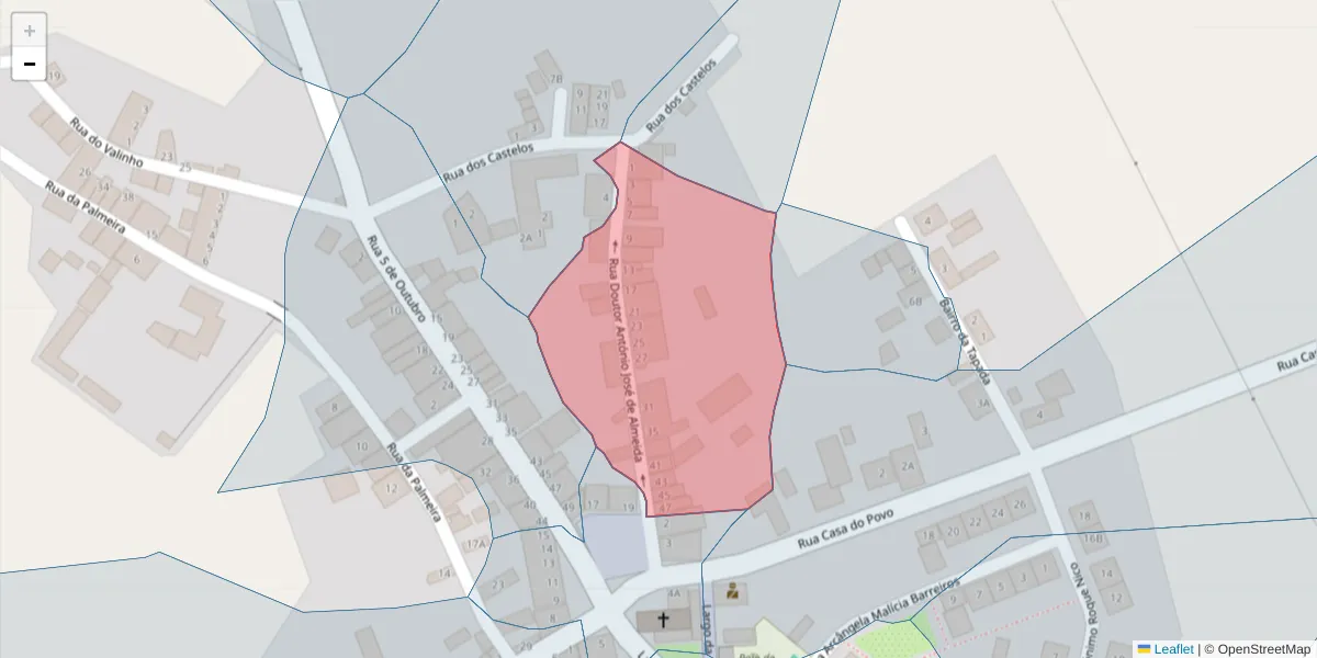 Mapa detalhado do código postal 7005-764 com limites, códigos postais vizinhos e agências dos correios