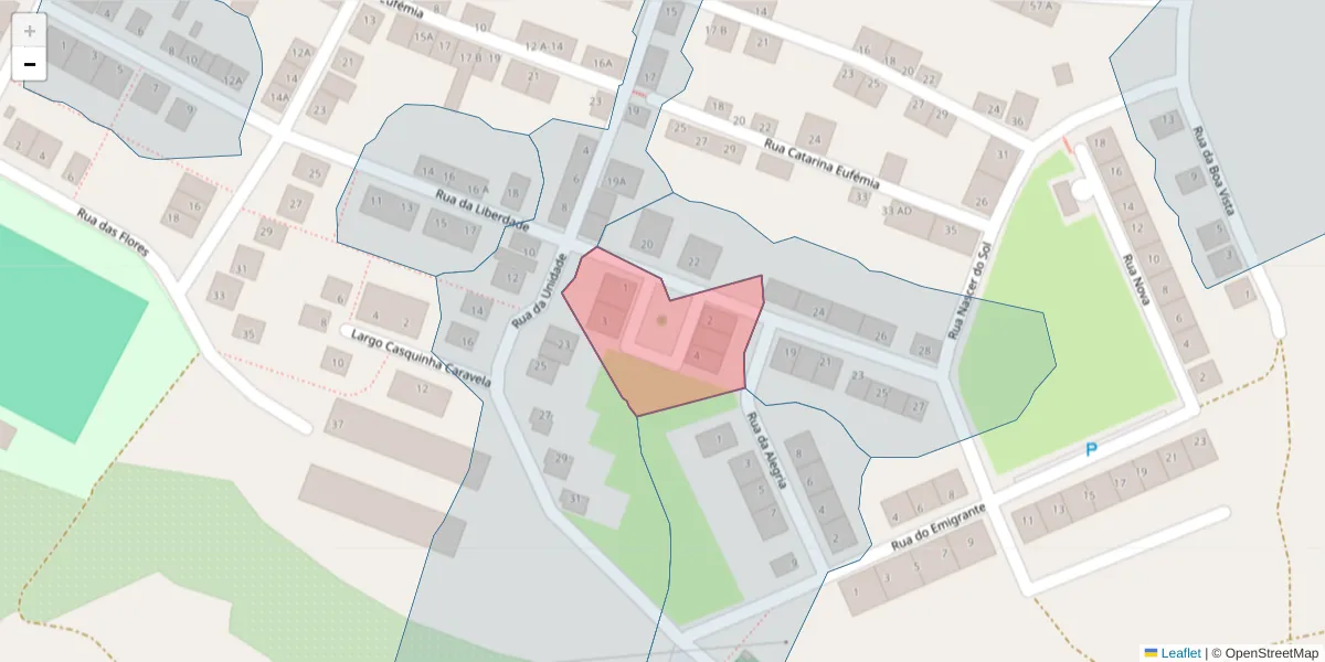 Mapa detalhado do código postal 7005-778 com limites, códigos postais vizinhos e agências dos correios