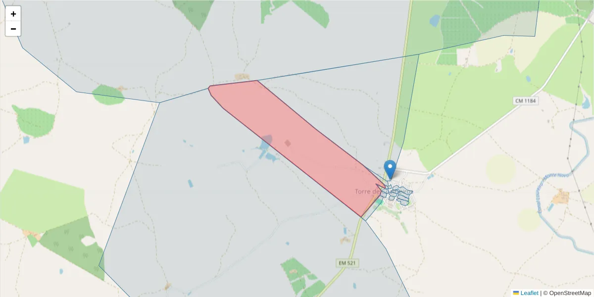 Mapa detalhado do código postal 7005-782 com limites, códigos postais vizinhos e agências dos correios