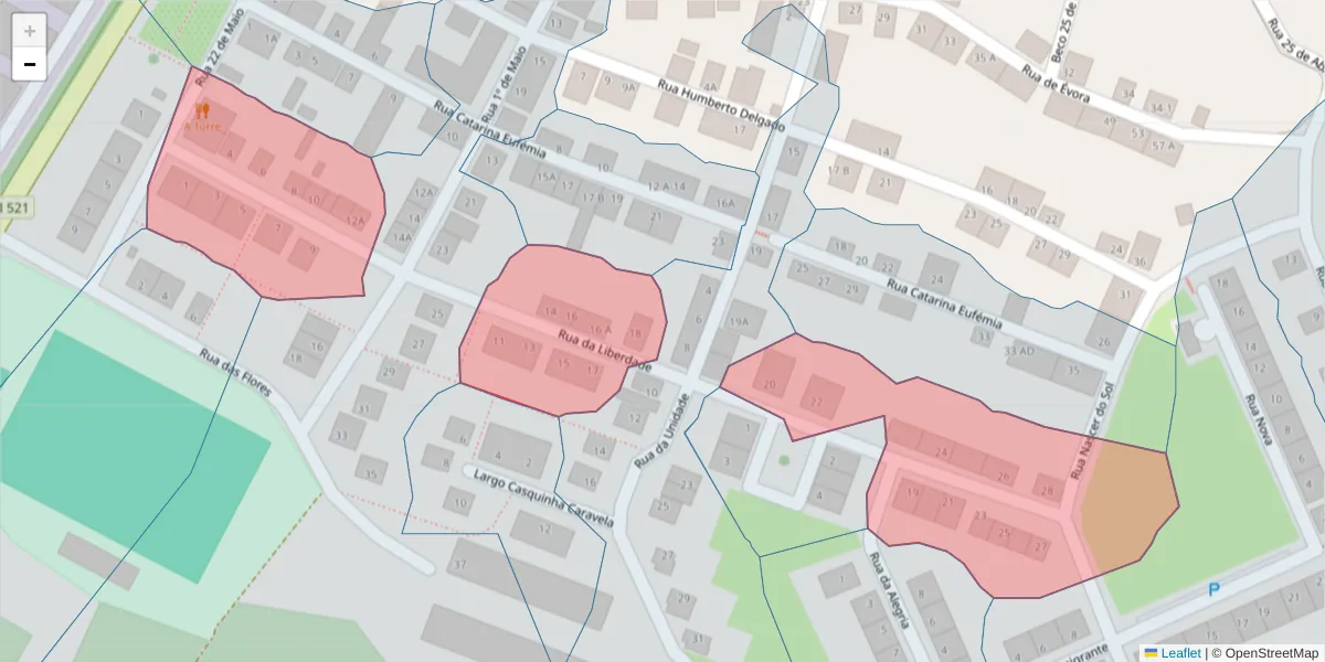 Mapa detalhado do código postal 7005-786 com limites, códigos postais vizinhos e agências dos correios