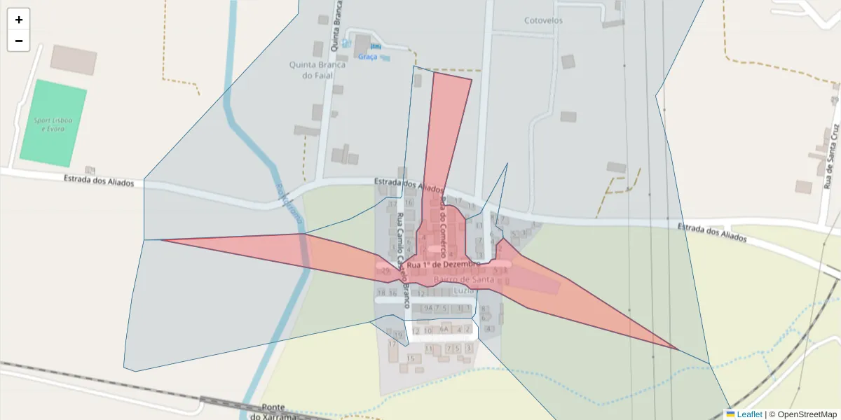Mapa detalhado do código postal 7005-853 com limites, códigos postais vizinhos e agências dos correios