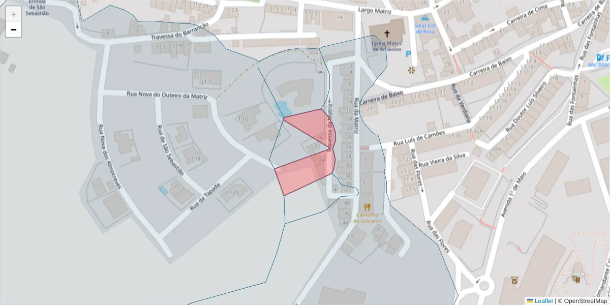 Mapa detalhado do código postal 7040-023 com limites, códigos postais vizinhos e agências dos correios