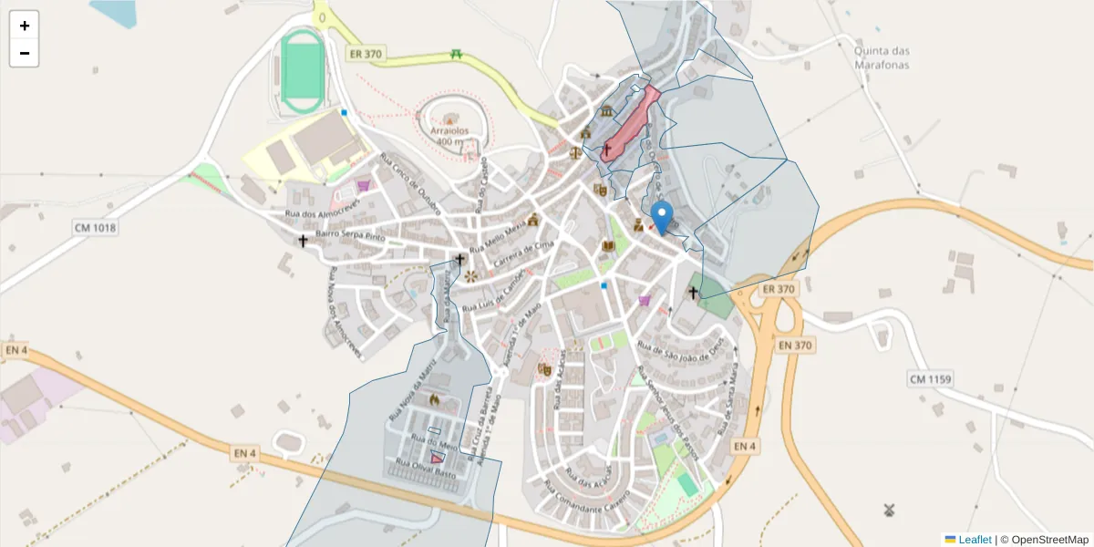 Mapa detalhado do código postal 7040-039 com limites, códigos postais vizinhos e agências dos correios