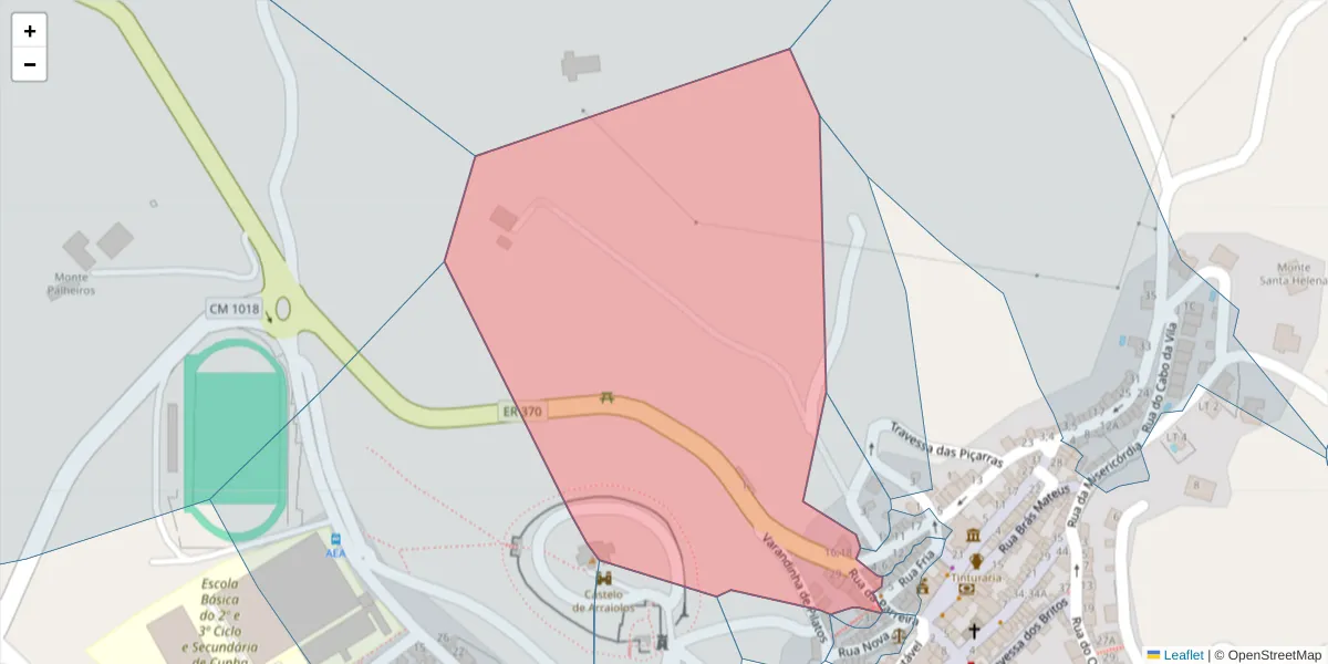 Mapa detalhado do código postal 7040-040 com limites, códigos postais vizinhos e agências dos correios