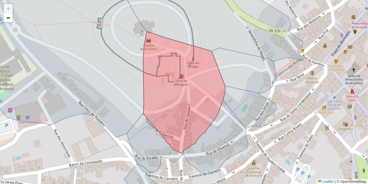 Mapa detalhado do código postal 7040-053 com limites, códigos postais vizinhos e agências dos correios