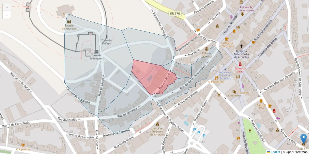 Mapa detalhado do código postal 7040-059 com limites, códigos postais vizinhos e agências dos correios