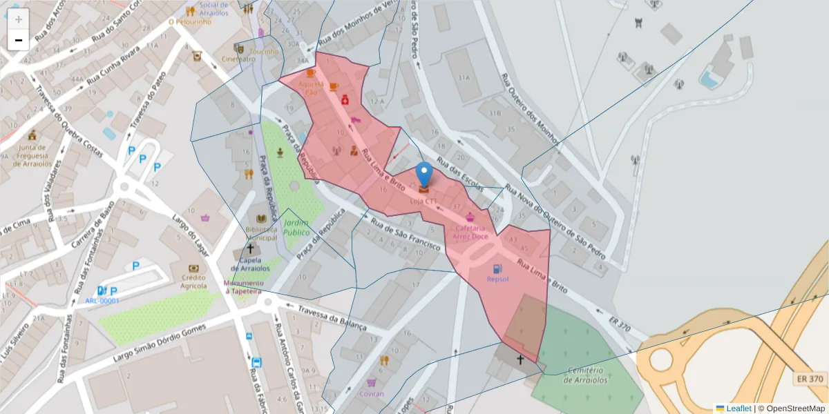 Mapa detalhado do código postal 7040-060 com limites, códigos postais vizinhos e agências dos correios