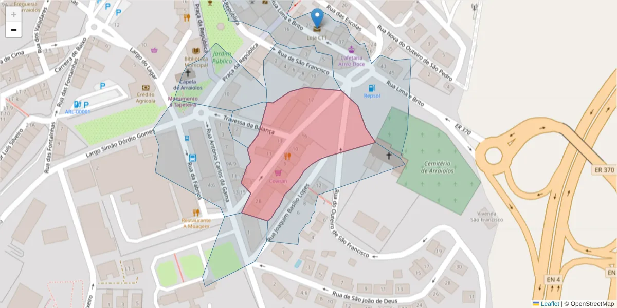 Mapa detalhado do código postal 7040-061 com limites, códigos postais vizinhos e agências dos correios