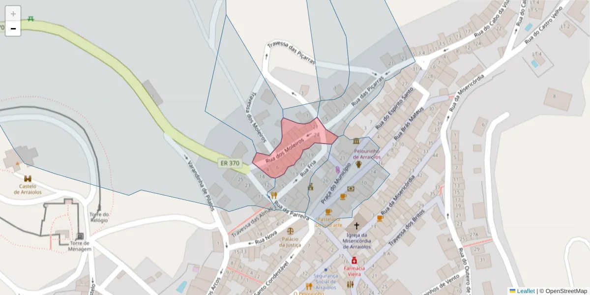 Mapa detalhado do código postal 7040-063 com limites, códigos postais vizinhos e agências dos correios