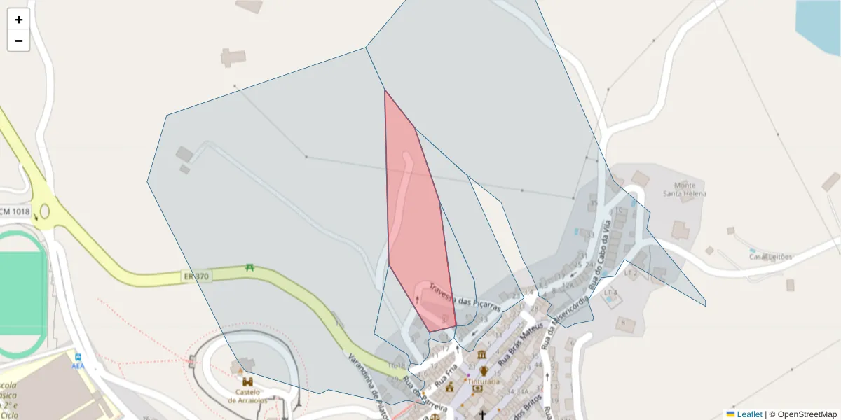 Mapa detalhado do código postal 7040-076 com limites, códigos postais vizinhos e agências dos correios