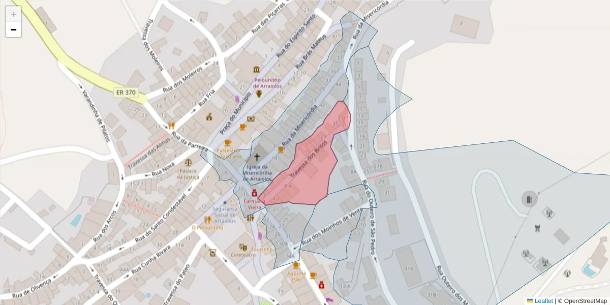 Mapa detalhado do código postal 7040-086 com limites, códigos postais vizinhos e agências dos correios