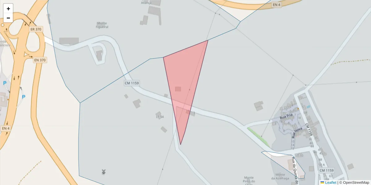 Mapa detalhado do código postal 7040-111 com limites, códigos postais vizinhos e agências dos correios