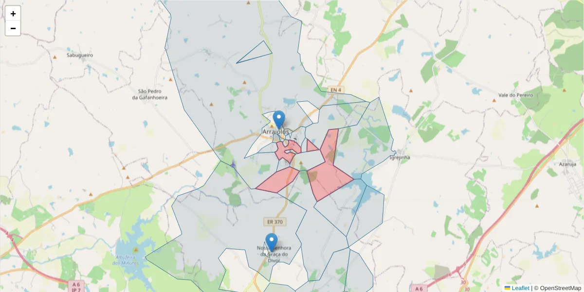 Mapa detalhado do código postal 7040-113 com limites, códigos postais vizinhos e agências dos correios