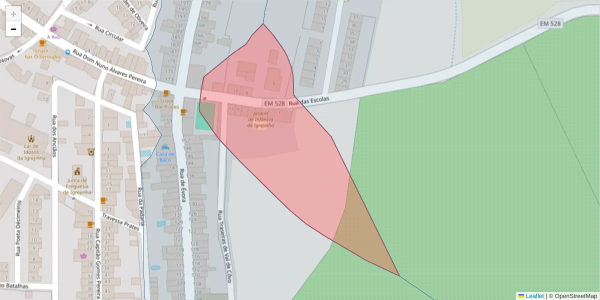 Mapa detalhado do código postal 7040-220 com limites, códigos postais vizinhos e agências dos correios