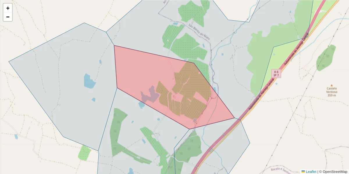 Mapa detalhado do código postal 7040-266 com limites, códigos postais vizinhos e agências dos correios
