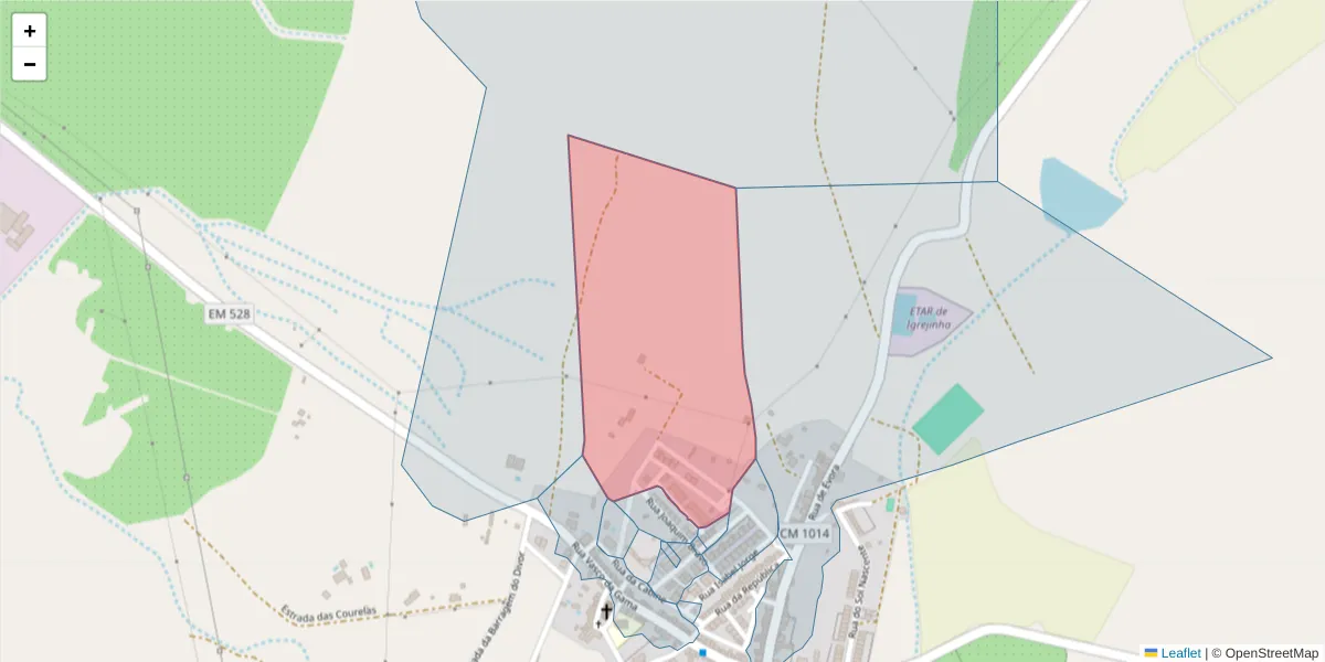 Mapa detalhado do código postal 7040-276 com limites, códigos postais vizinhos e agências dos correios