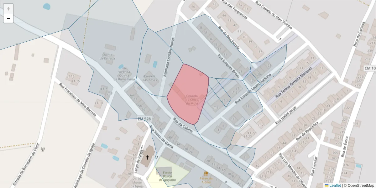 Mapa detalhado do código postal 7040-278 com limites, códigos postais vizinhos e agências dos correios