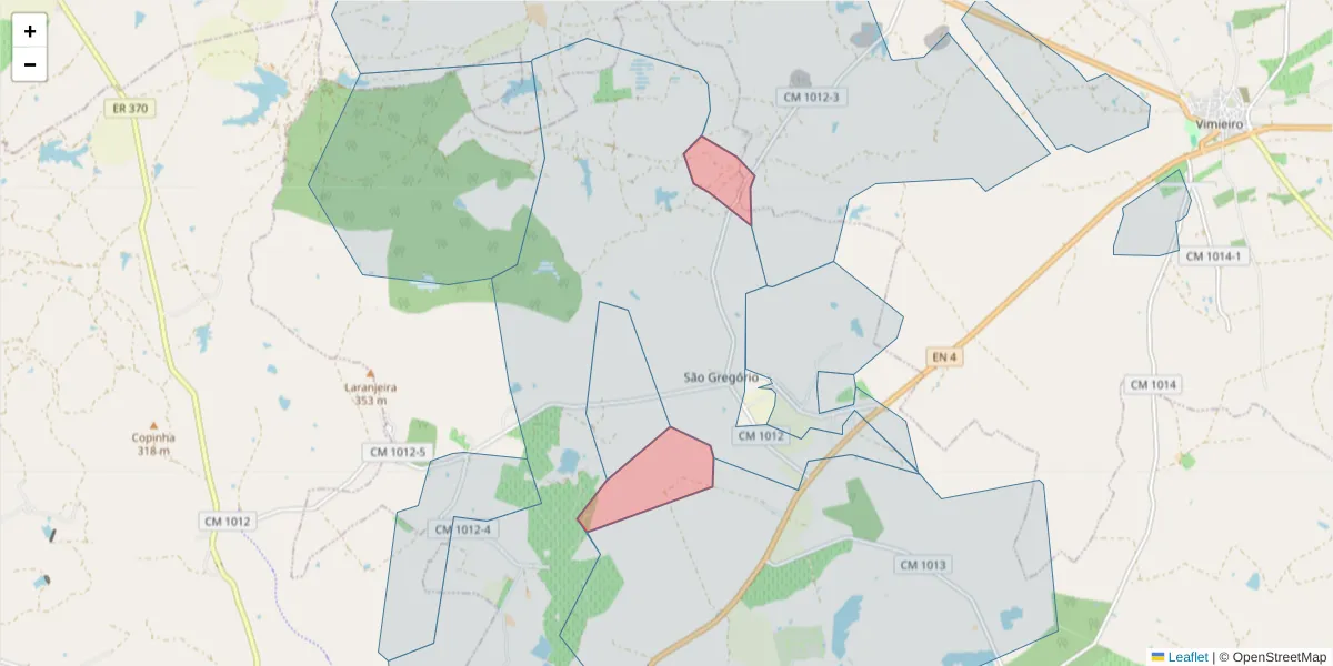 Mapa detalhado do código postal 7040-413 com limites, códigos postais vizinhos e agências dos correios