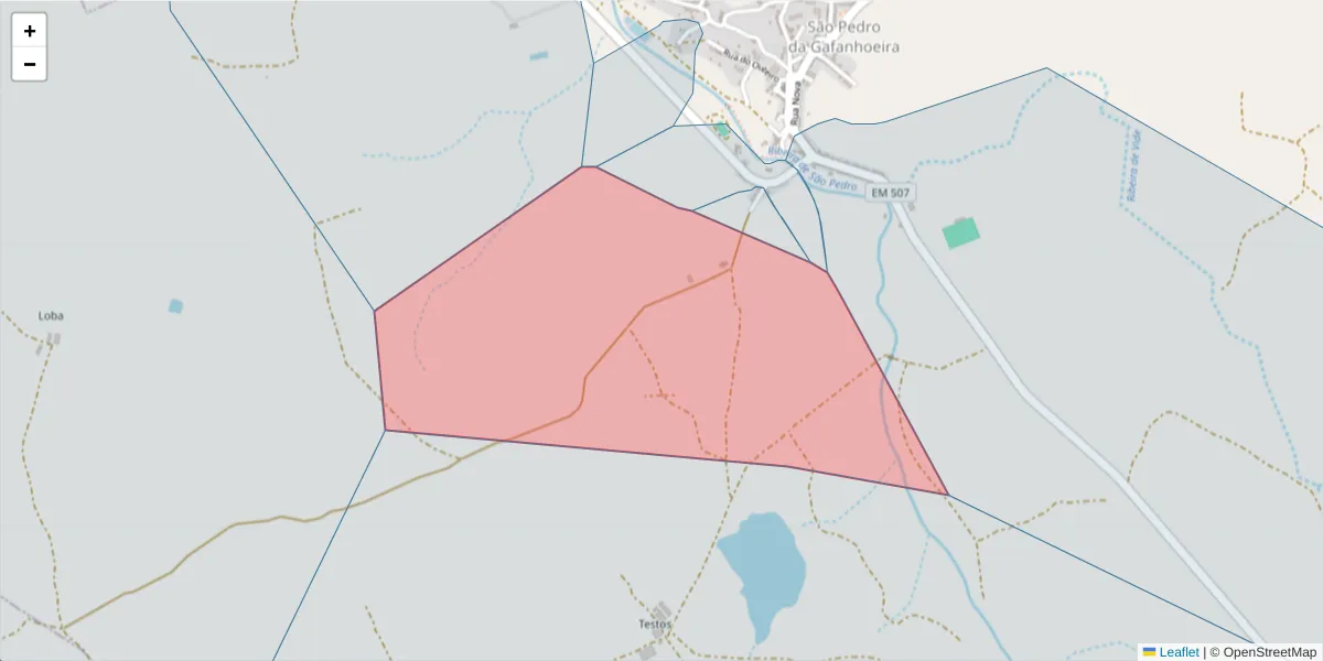 Mapa detalhado do código postal 7040-516 com limites, códigos postais vizinhos e agências dos correios