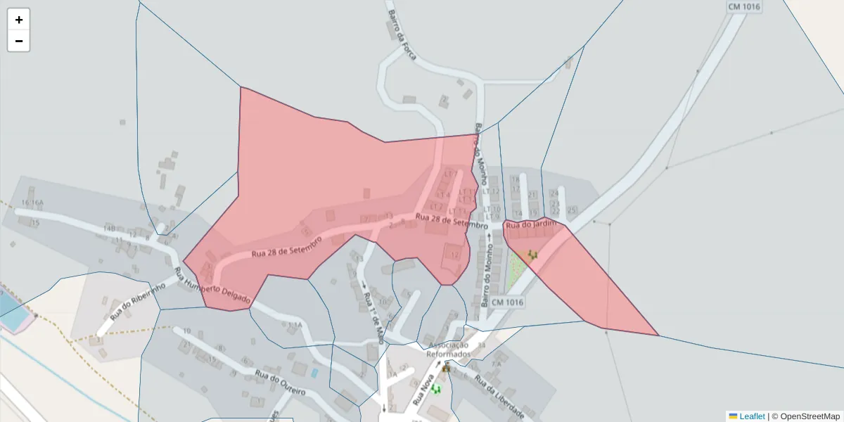 Mapa detalhado do código postal 7040-532 com limites, códigos postais vizinhos e agências dos correios