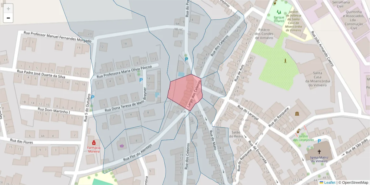 Mapa detalhado do código postal 7040-619 com limites, códigos postais vizinhos e agências dos correios