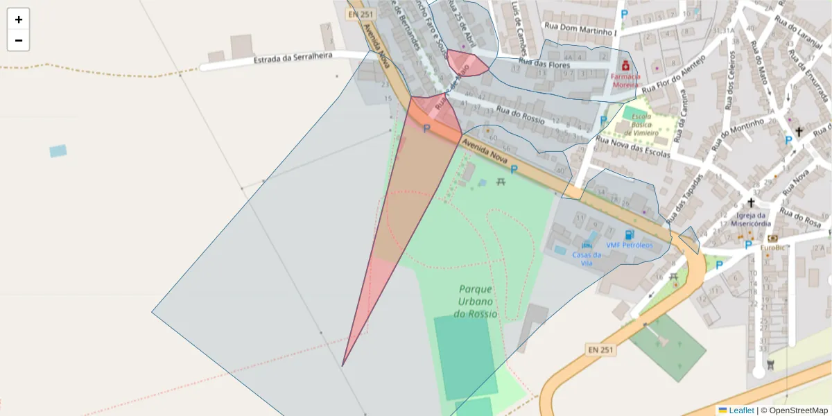 Mapa detalhado do código postal 7040-623 com limites, códigos postais vizinhos e agências dos correios