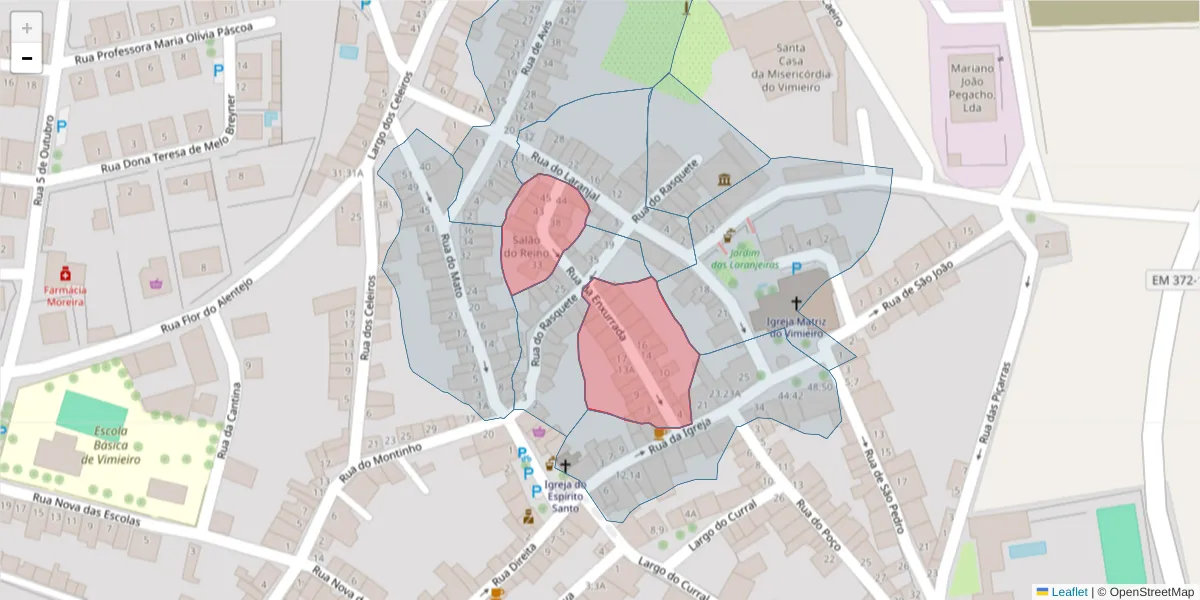 Mapa detalhado do código postal 7040-628 com limites, códigos postais vizinhos e agências dos correios