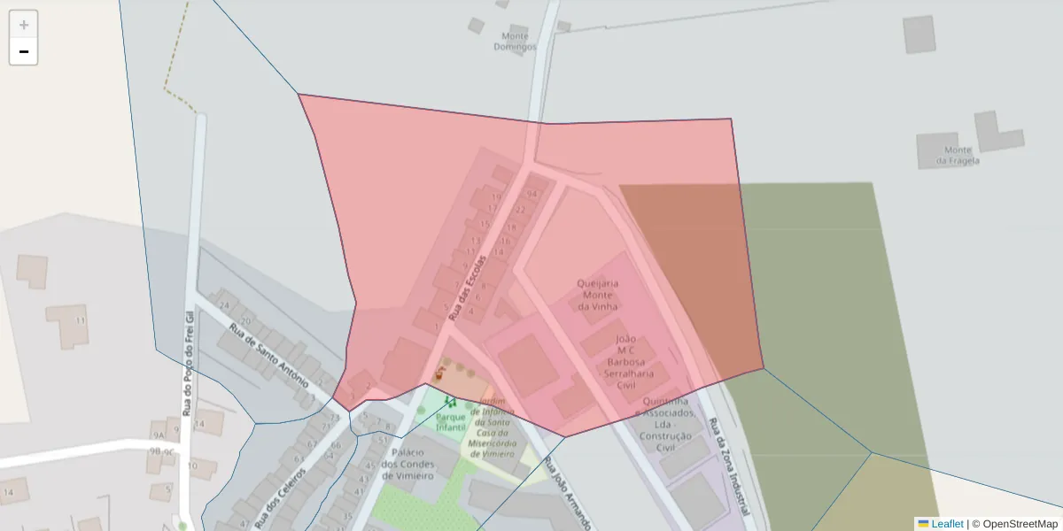 Mapa detalhado do código postal 7040-633 com limites, códigos postais vizinhos e agências dos correios