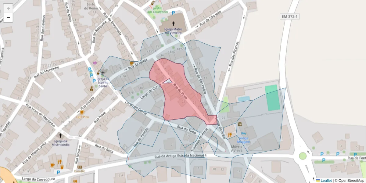 Mapa detalhado do código postal 7040-648 com limites, códigos postais vizinhos e agências dos correios