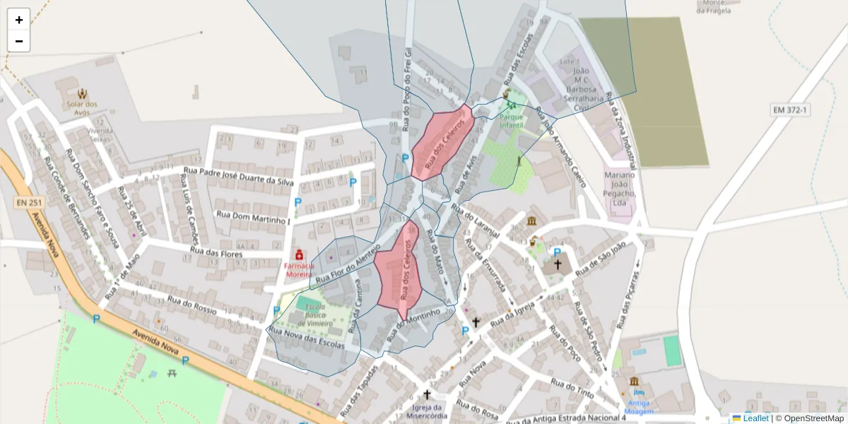 Mapa detalhado do código postal 7040-657 com limites, códigos postais vizinhos e agências dos correios