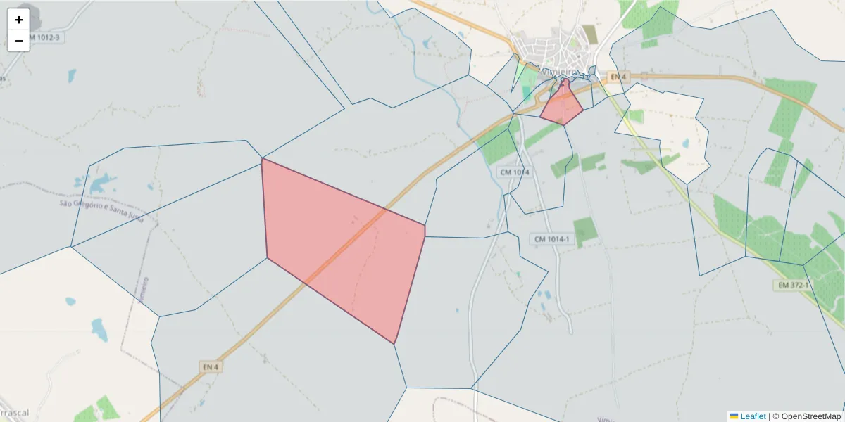 Mapa detalhado do código postal 7040-661 com limites, códigos postais vizinhos e agências dos correios