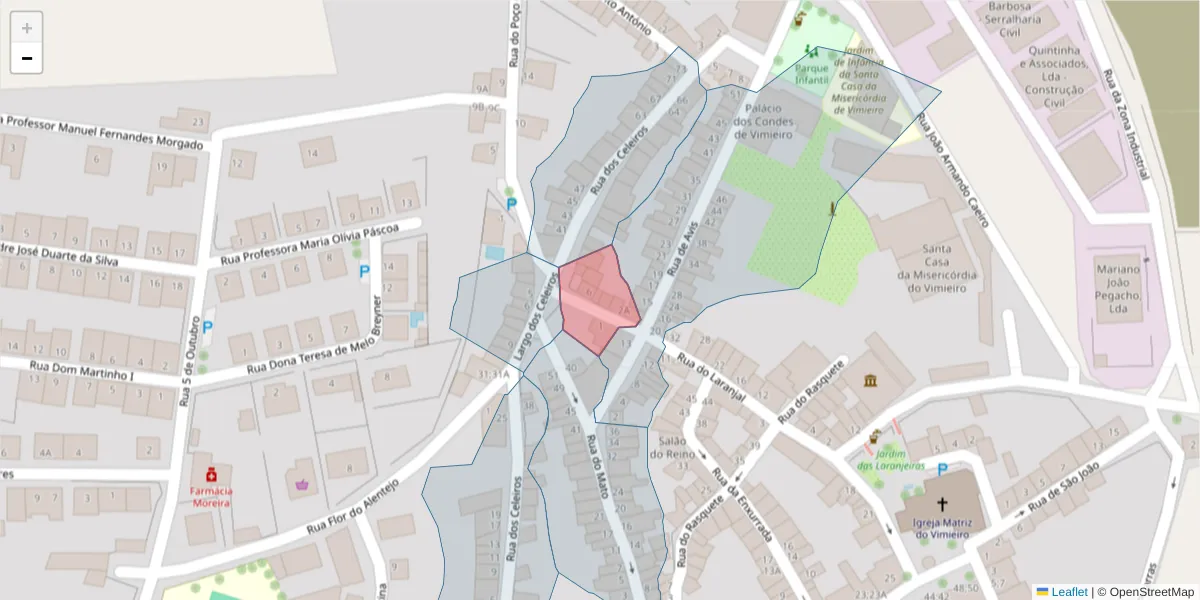 Mapa detalhado do código postal 7040-667 com limites, códigos postais vizinhos e agências dos correios