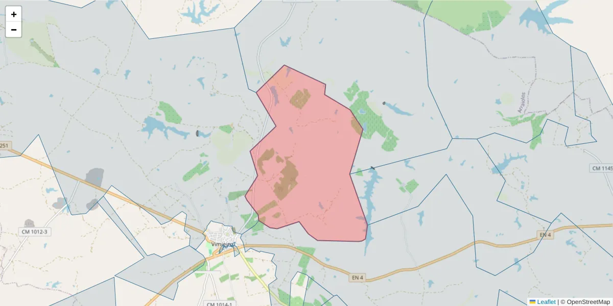Mapa detalhado do código postal 7040-669 com limites, códigos postais vizinhos e agências dos correios