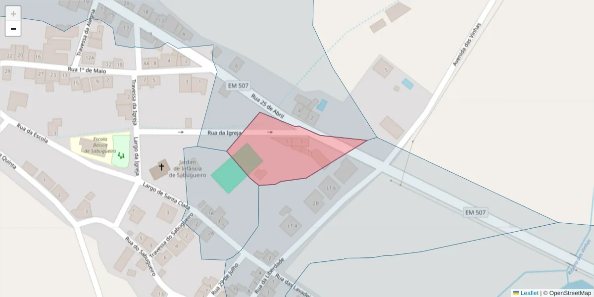Mapa detalhado do código postal 7040-707 com limites, códigos postais vizinhos e agências dos correios