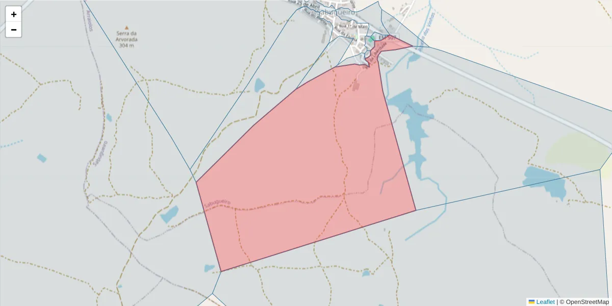 Mapa detalhado do código postal 7040-709 com limites, códigos postais vizinhos e agências dos correios