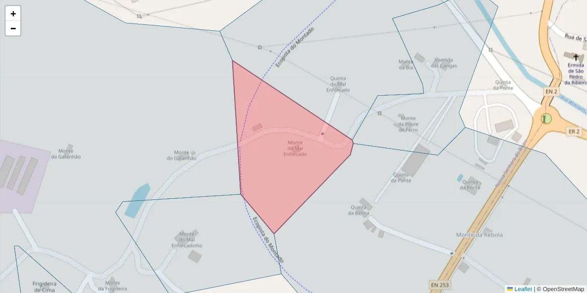 Mapa detalhado do código postal 7050-016 com limites, códigos postais vizinhos e agências dos correios