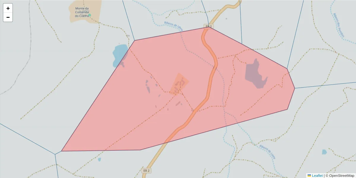 Mapa detalhado do código postal 7050-038 com limites, códigos postais vizinhos e agências dos correios