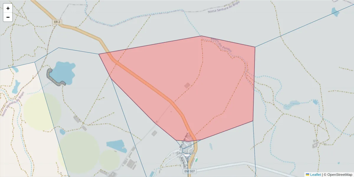Mapa detalhado do código postal 7050-093 com limites, códigos postais vizinhos e agências dos correios