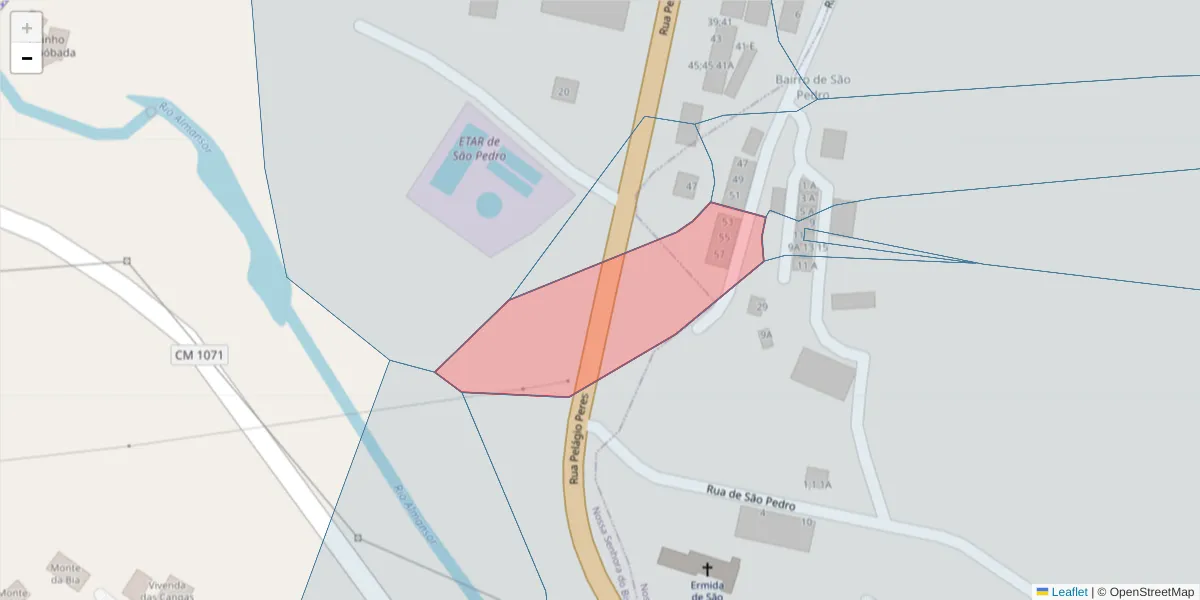 Mapa detalhado do código postal 7050-104;7050-103 com limites, códigos postais vizinhos e agências dos correios