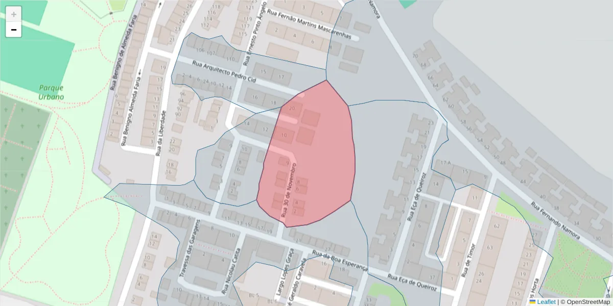 Mapa detalhado do código postal 7050-141 com limites, códigos postais vizinhos e agências dos correios