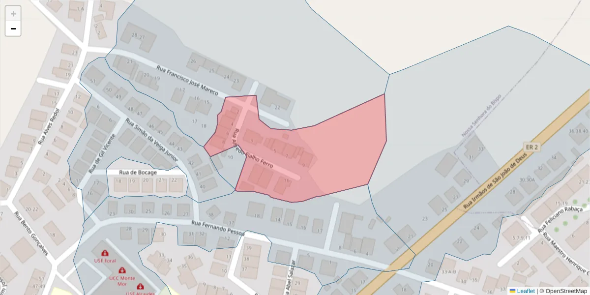 Mapa detalhado do código postal 7050-148 com limites, códigos postais vizinhos e agências dos correios