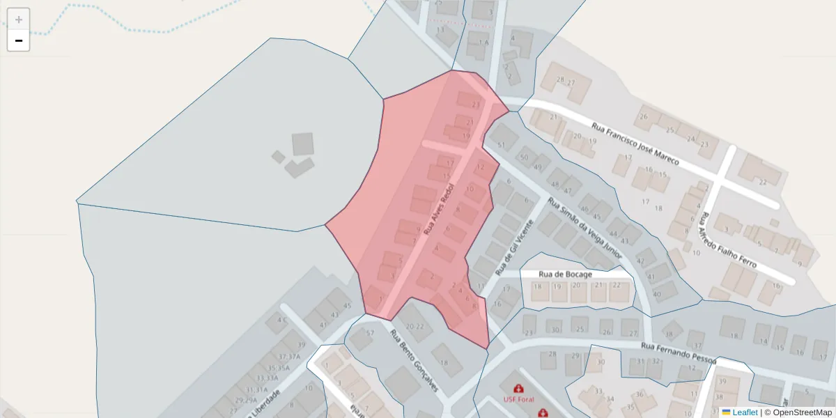 Mapa detalhado do código postal 7050-150 com limites, códigos postais vizinhos e agências dos correios