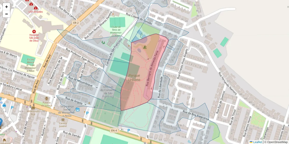 Mapa detalhado do código postal 7050-154 com limites, códigos postais vizinhos e agências dos correios