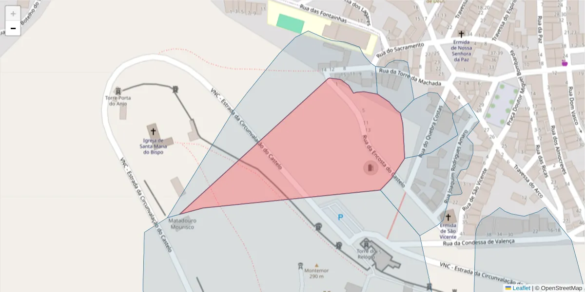 Mapa detalhado do código postal 7050-170 com limites, códigos postais vizinhos e agências dos correios