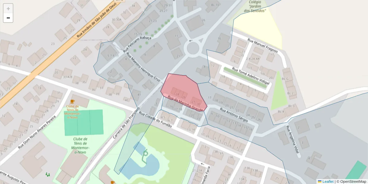 Mapa detalhado do código postal 7050-176 com limites, códigos postais vizinhos e agências dos correios